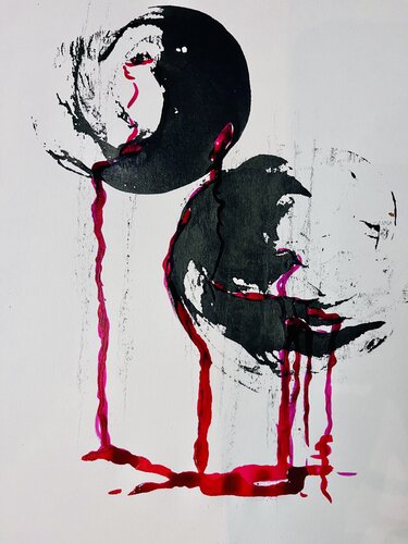 Eclats carmin - Les Ombres by Sylvie Pulur, Work on Paper for Sale on Singulart