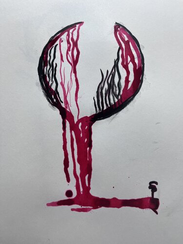 Eclats carmin - La Rupture by Sylvie Pulur, Work on Paper for Sale on Singulart