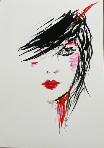 Éclats Carmin- Beauté fendue by Sylvie Pulur, 소묘 for Sale on Singulart