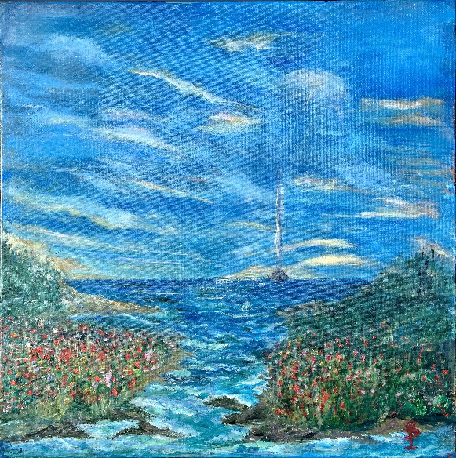 Souffle Marins - Entre Ciel et Mer Sylvie Pulur Originalgemälde zu verkaufen