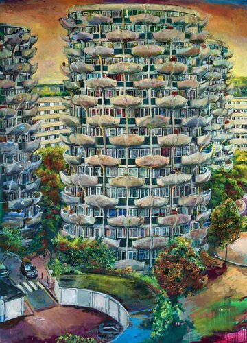 Les maisons-fleurs von Marc Goldstain, Druck kaufen auf Singulart