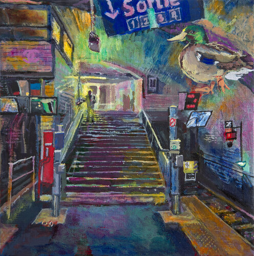 Station Balard with duck van Marc Goldstain, Schilderij te koop op Singulart