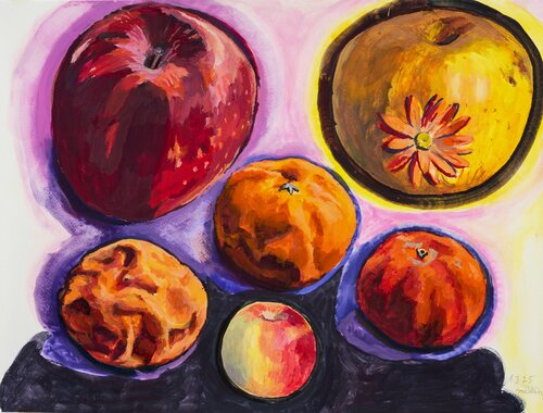 some fruits and one flower di Marc Goldstain, Pittura in vendita su Singulart