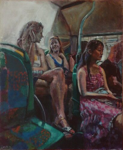 Subway people   Bus Women di Marc Goldstain, Pittura in vendita su Singulart