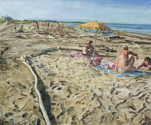 Le parasol du Lido (Venise) di Marc Goldstain, Pittura in vendita su Singulart