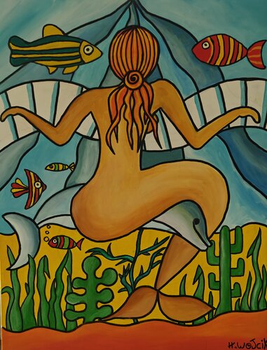 Sirène & piano von Henri Wojcik, Malerei kaufen auf Singulart