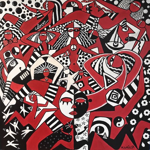 Fiesta Magenta van Henri Wojcik, Schilderij te koop op Singulart