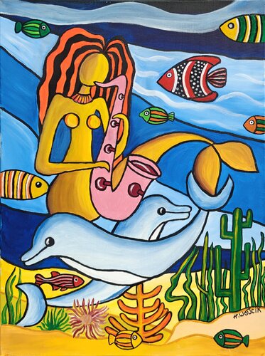 Sirène & Saxo di Henri Wojcik, Pittura in vendita su Singulart