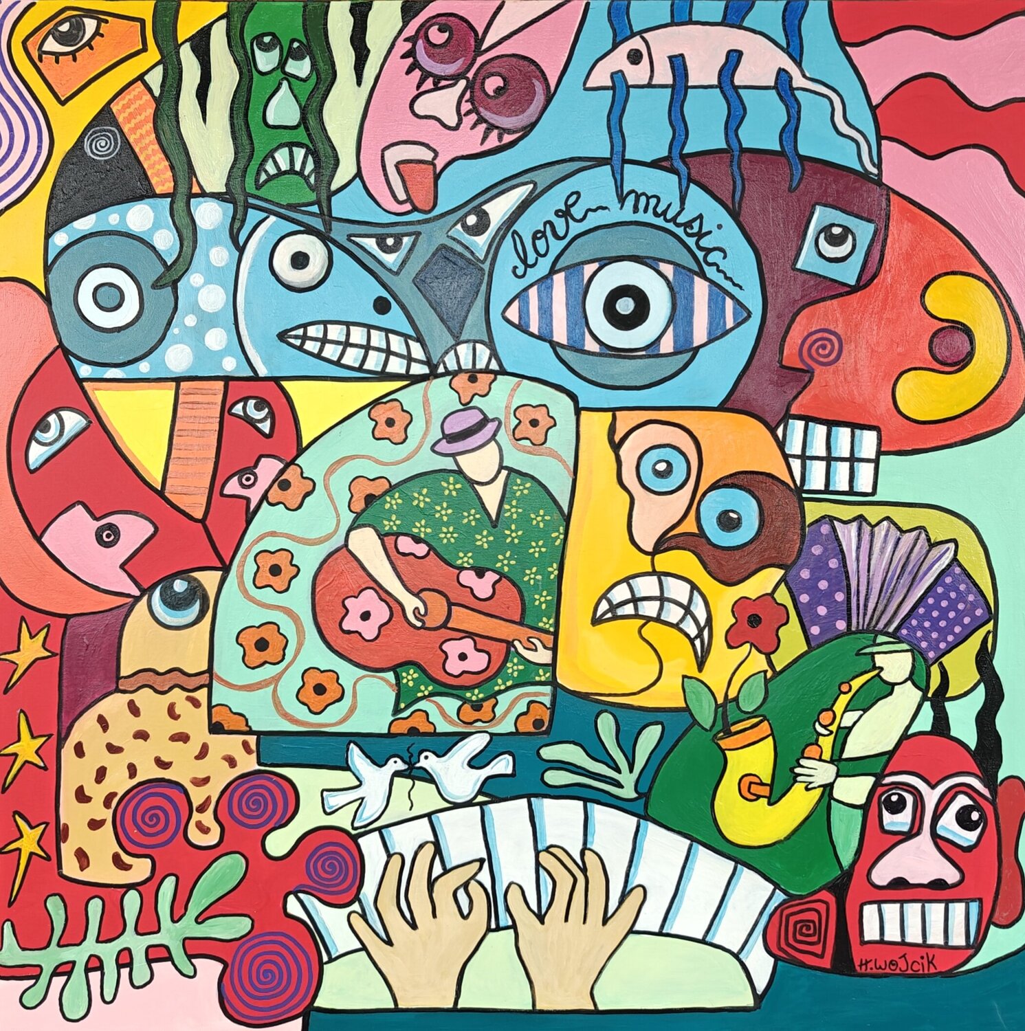 Love Music Henri Wojcik Original painting for sale