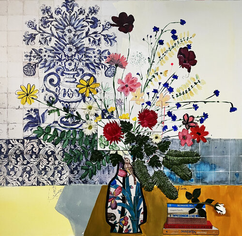 Bouquet au vase en céramique von Johanne Cinier, Malerei kaufen auf Singulart