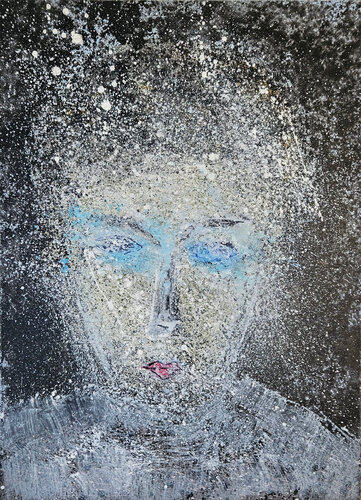 Tête portrait de femme aux yeux bleus van Guillaume Marchat, Schilderij te koop op Singulart
