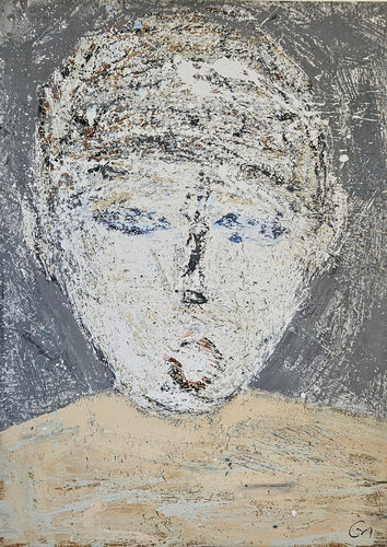 Tête, portrait d'enfant au visage turbulent von Guillaume Marchat, Malerei kaufen auf Singulart