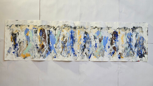 Foule, hommes qui marchent sur plan de la FIAC  P2 van Guillaume Marchat, Schilderij te koop op Singulart