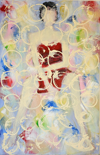 Femme assise à la robe rouge von Guillaume Marchat, Malerei kaufen auf Singulart