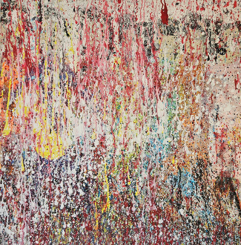 Abstraction multicolore, acrylique sur toile 80x80cm van Guillaume Marchat, Schilderij te koop op Singulart