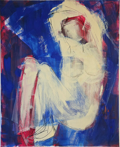 Femme abstraite assise nue von Guillaume Marchat, Malerei kaufen auf Singulart