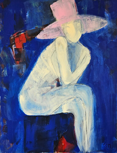 Femme au chapeau rose von Guillaume Marchat, Malerei kaufen auf Singulart