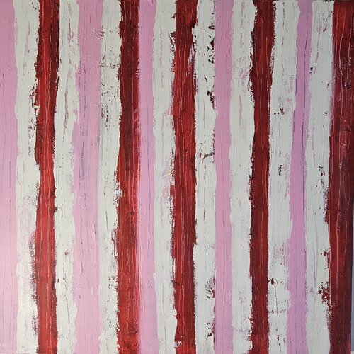 Bandes roses et rouges von Guillaume Marchat, Malerei kaufen auf Singulart