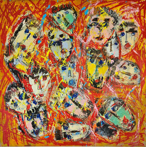 Multitête orange di Guillaume Marchat, Pittura in vendita su Singulart