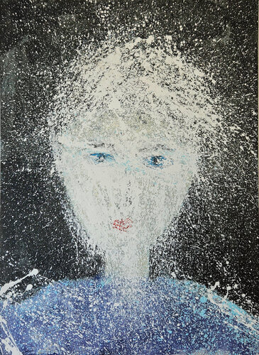 Tête portrait de femme au pull bleu by Guillaume Marchat, Painting for Sale on Singulart