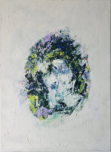 Abstraction étude ovale en vert von Guillaume Marchat, Malerei kaufen auf Singulart