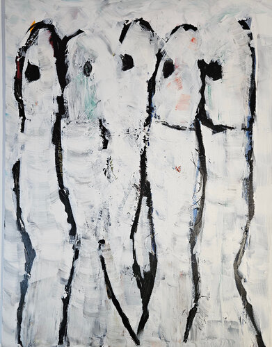 Sardines blanches sur fond blanc van Guillaume Marchat, Schilderij te koop op Singulart