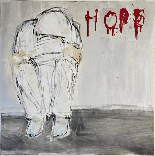 Un homme assis dans la rue von Guillaume Marchat, Malerei kaufen auf Singulart