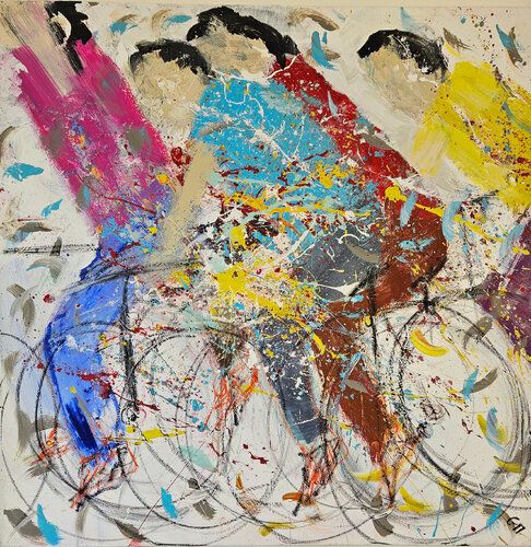 Sprint final tour de France di Guillaume Marchat, Pittura in vendita su Singulart