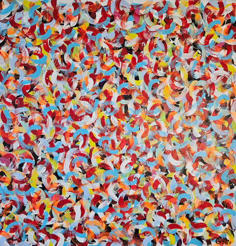 Petite friture rouge et bleu di Guillaume Marchat, Pittura in vendita su Singulart