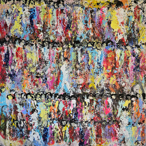 Hommes qui marchent abstrait par Guillaume Marchat, Peinture en vente sur Singulart