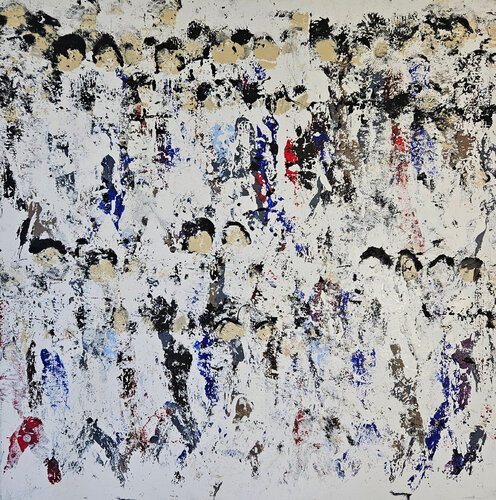 Foule en blanc di Guillaume Marchat, Pittura in vendita su Singulart