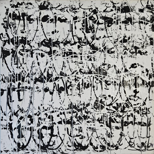 Multitêtes noires et blanches par Guillaume Marchat, Peinture en vente sur Singulart