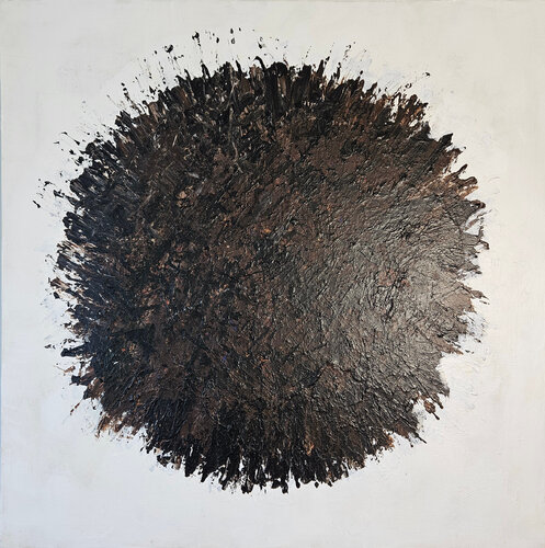 Big Bang abstrait noir sur fond blanc de Guillaume Marchat, Pintura a la venta en Singulart