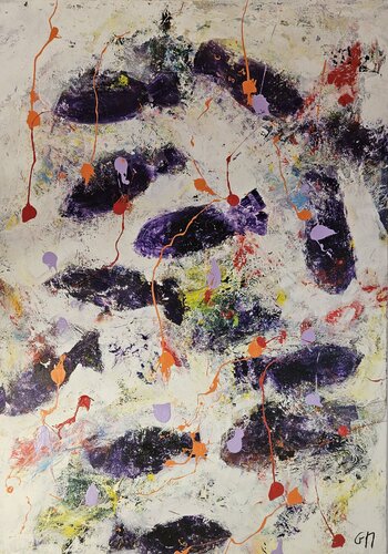 Poissons abstraits violets van Guillaume Marchat, Schilderij te koop op Singulart