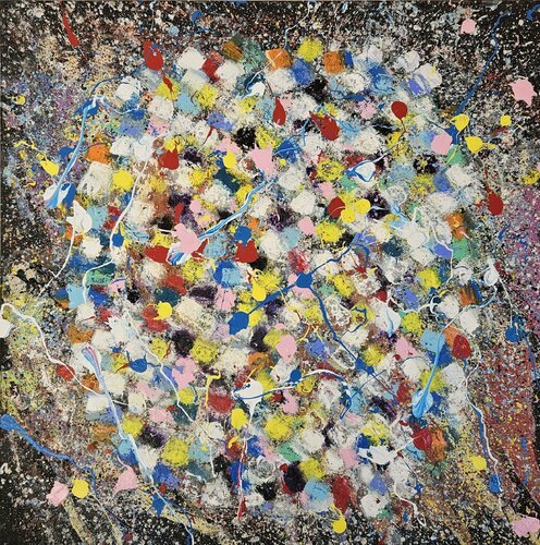 Big Bang abstrait multicolore sur HQM par Guillaume Marchat, Peinture en vente sur Singulart