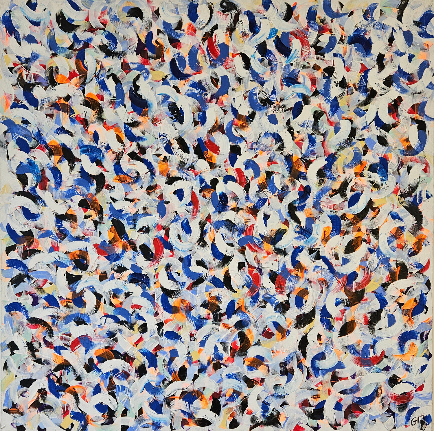 Petite friture bleu et blanc Guillaume Marchat Dipinto originale in vendita