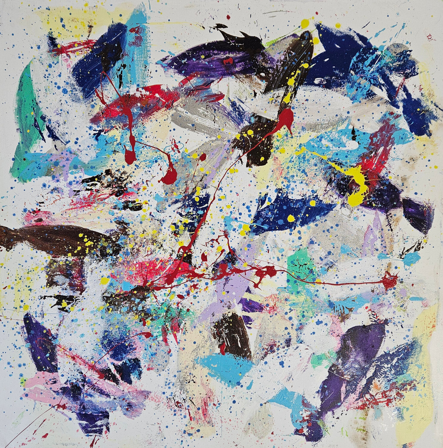 Poissons abstraits bleus et rouges Guillaume Marchat