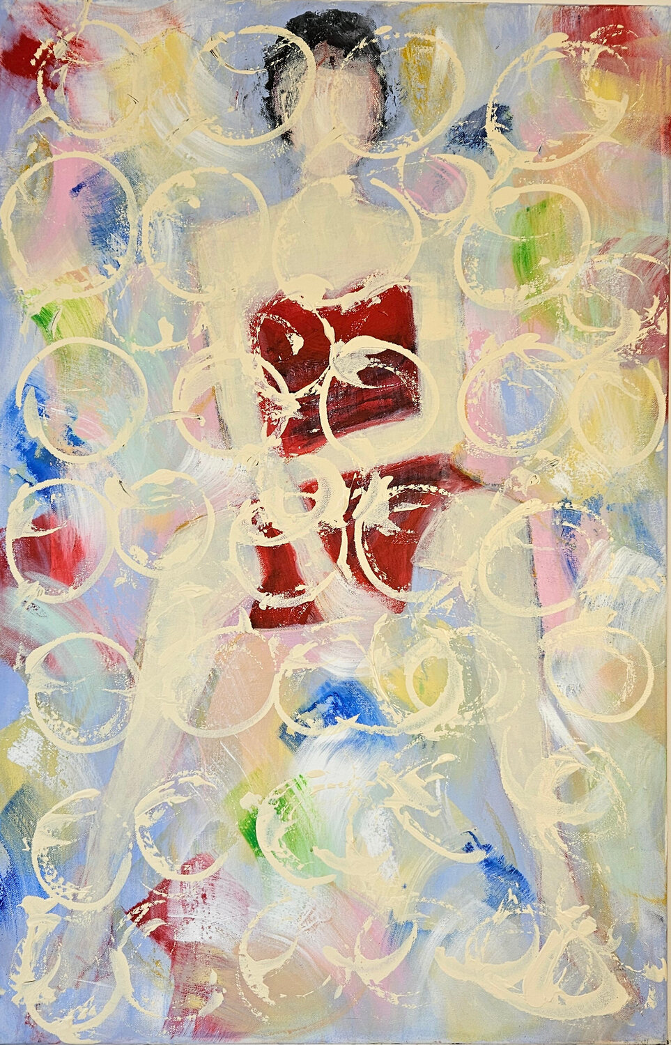 Femme assise à la robe rouge Guillaume Marchat Originalgemälde zu verkaufen