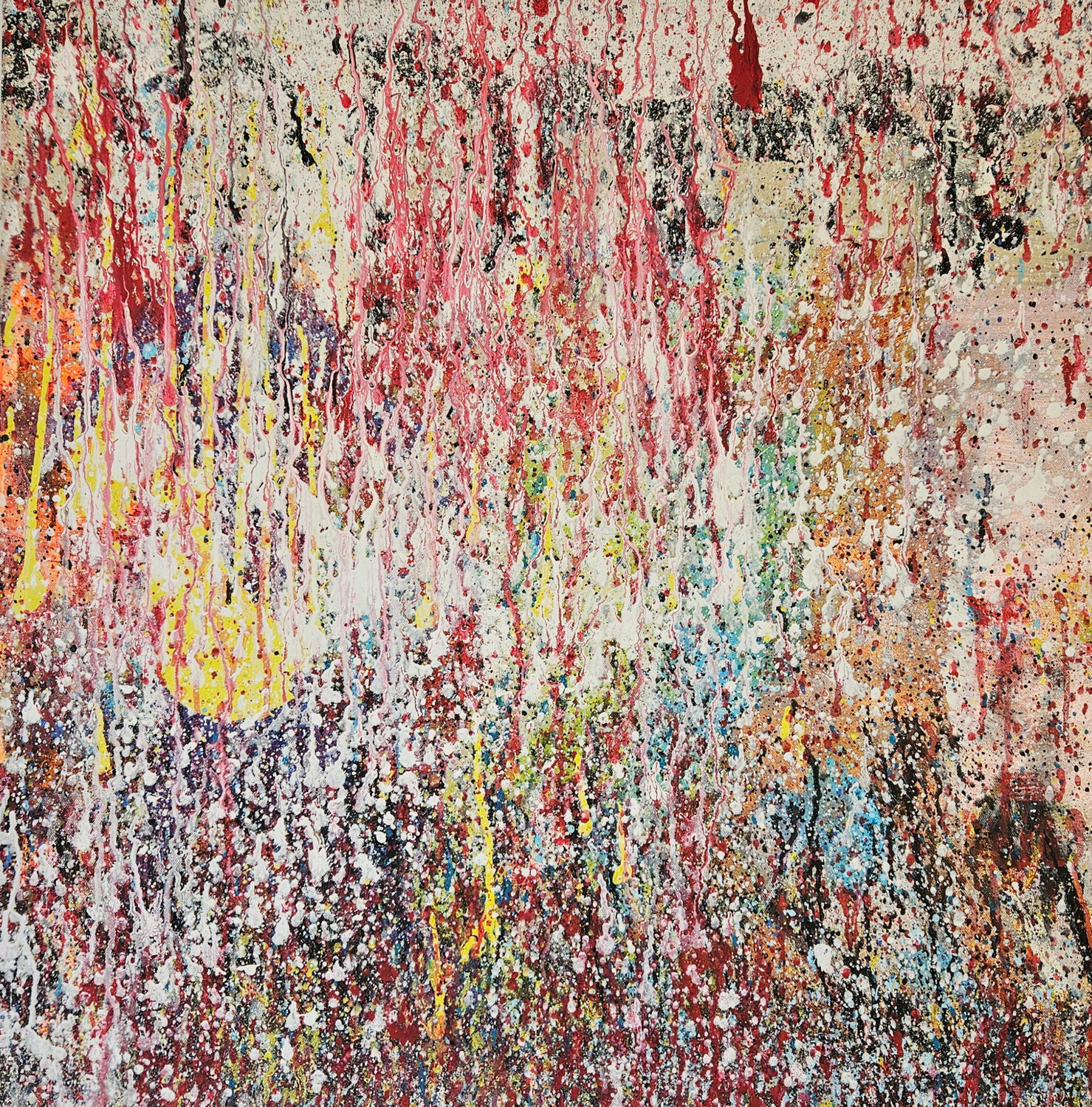 Abstraction multicolore, acrylique sur toile 80x80cm Guillaume Marchat Originalgemälde zu verkaufen