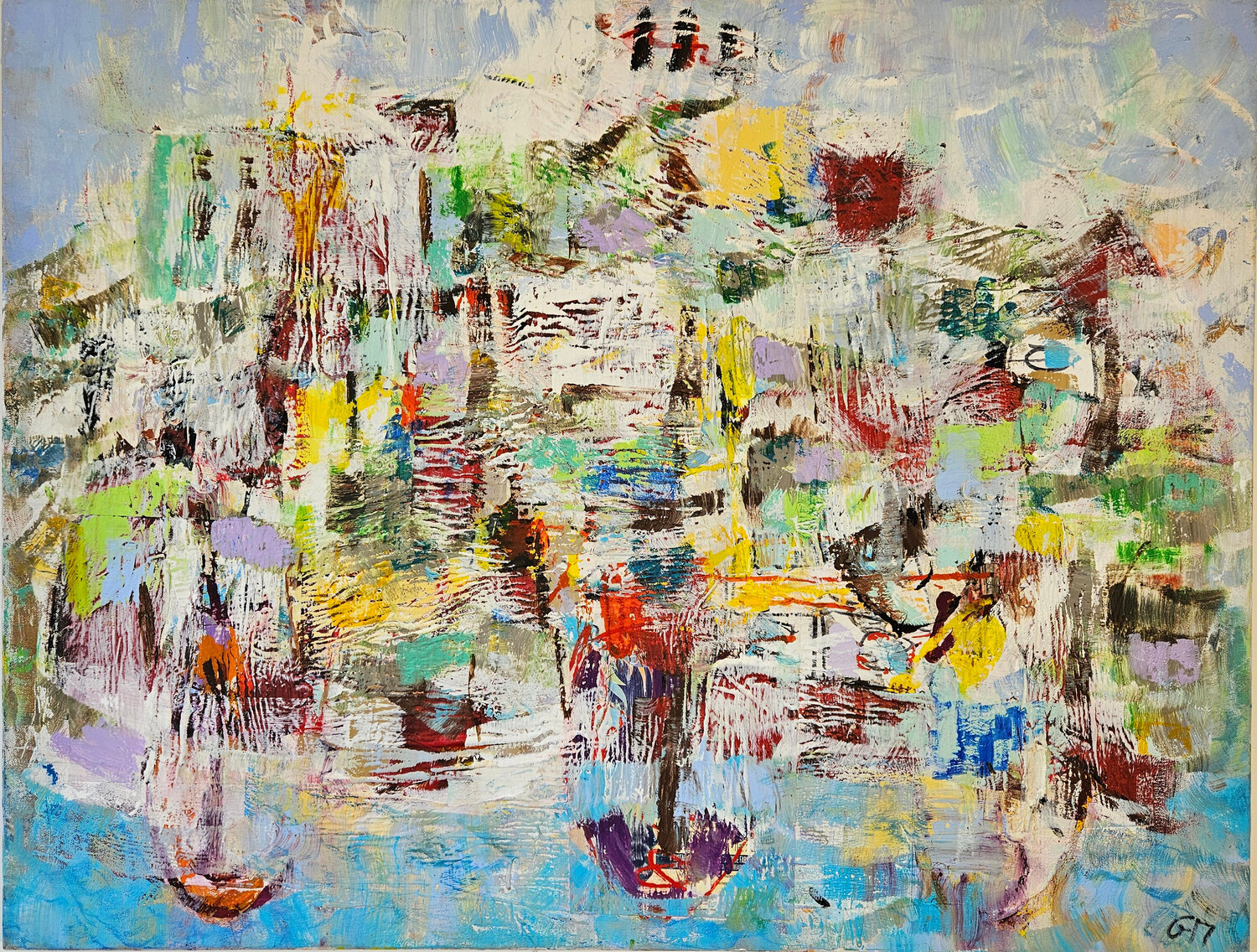 Paysage de Madère collage  et acrylique Guillaume Marchat Originalgemälde zu verkaufen
