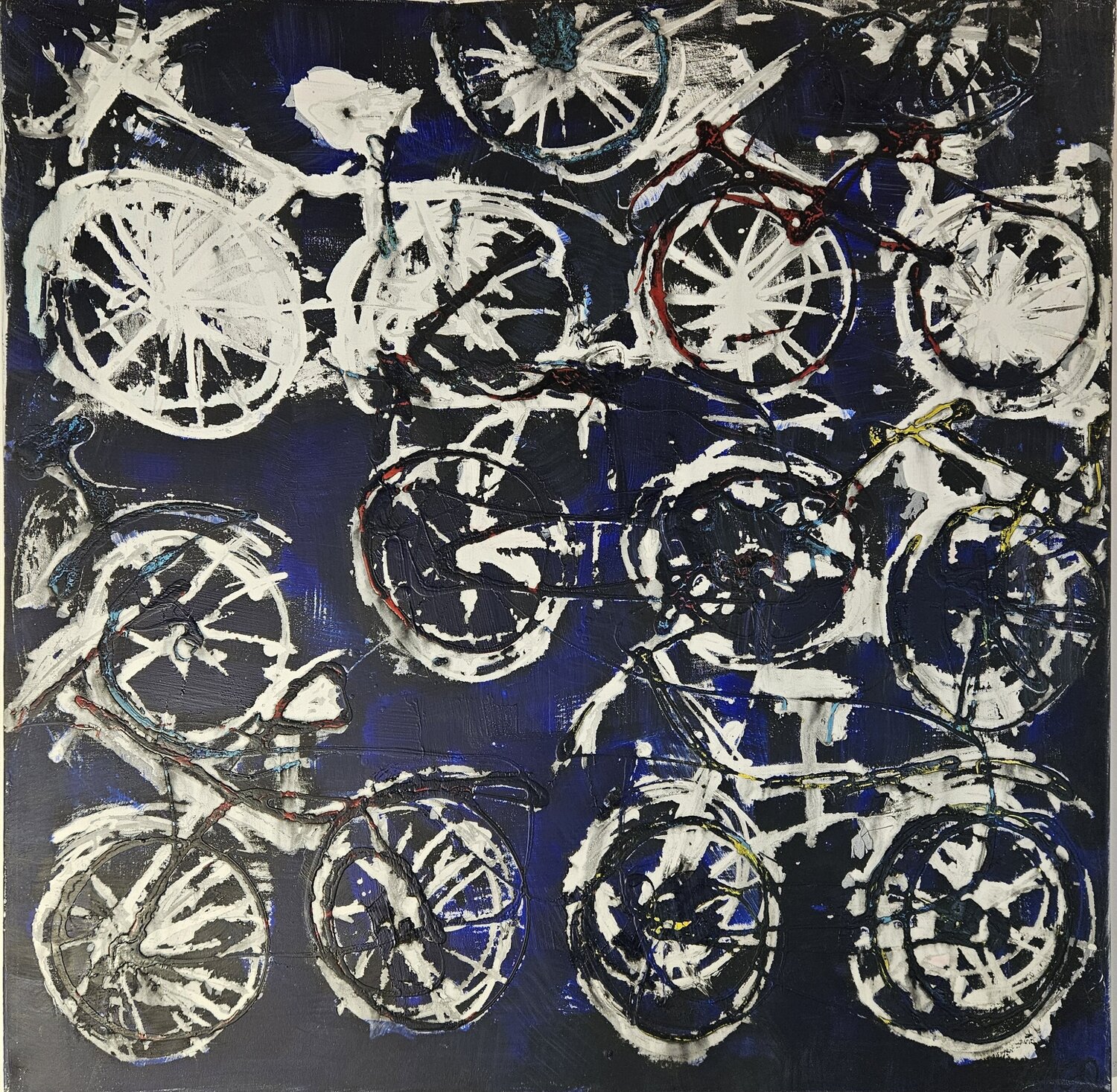 Vélos bleus, art brut Guillaume Marchat