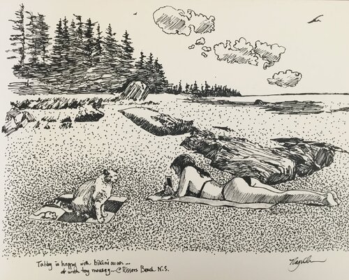 Bikini at Beach by Raymond Chow, Work on Paper for Sale on Singulart