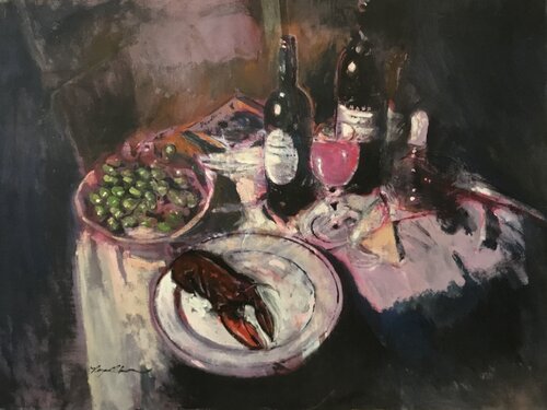 Lobster Meal by Raymond Chow, Painting for Sale on Singulart