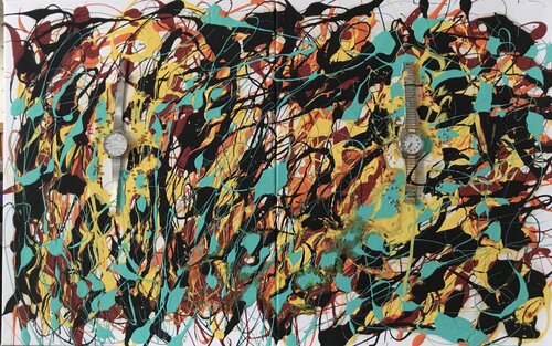 Abstract Watches Diptych Two di Raymond Chow, Pittura in vendita su Singulart