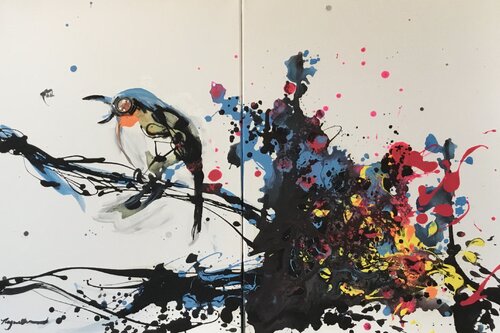 Watch Bird Diptych de Raymond Chow, Pintura a la venta en Singulart