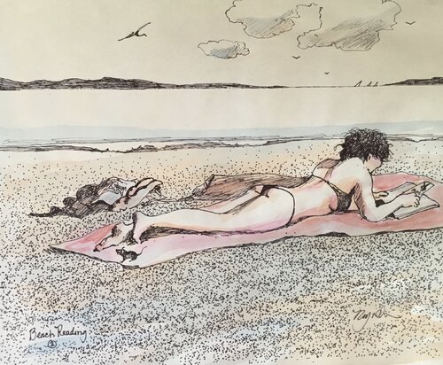 Beach Reading von Raymond Chow, Zeichnungen kaufen auf Singulart