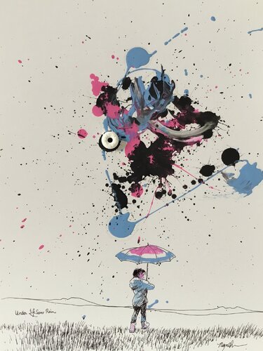 Under Lifesaver Rain 3 by Raymond Chow, Painting for Sale on Singulart