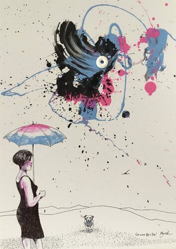 Get Out Of Rain Pup by Raymond Chow, Painting for Sale on Singulart