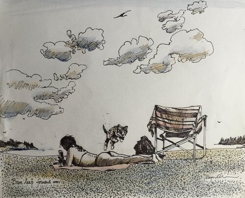 Cat Jump par Raymond Chow, Œuvre sur papier en vente sur Singulart