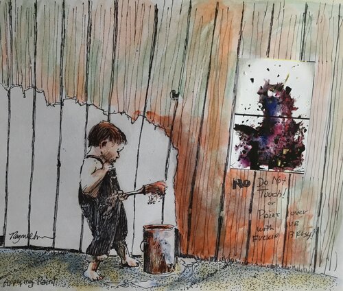 Boy Painter by Raymond Chow, Drawing for Sale on Singulart